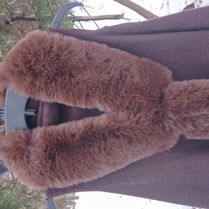 Faux Mink Fur Trim Cape Coat Vest for Women Winter Poncho Scarf  One Sz